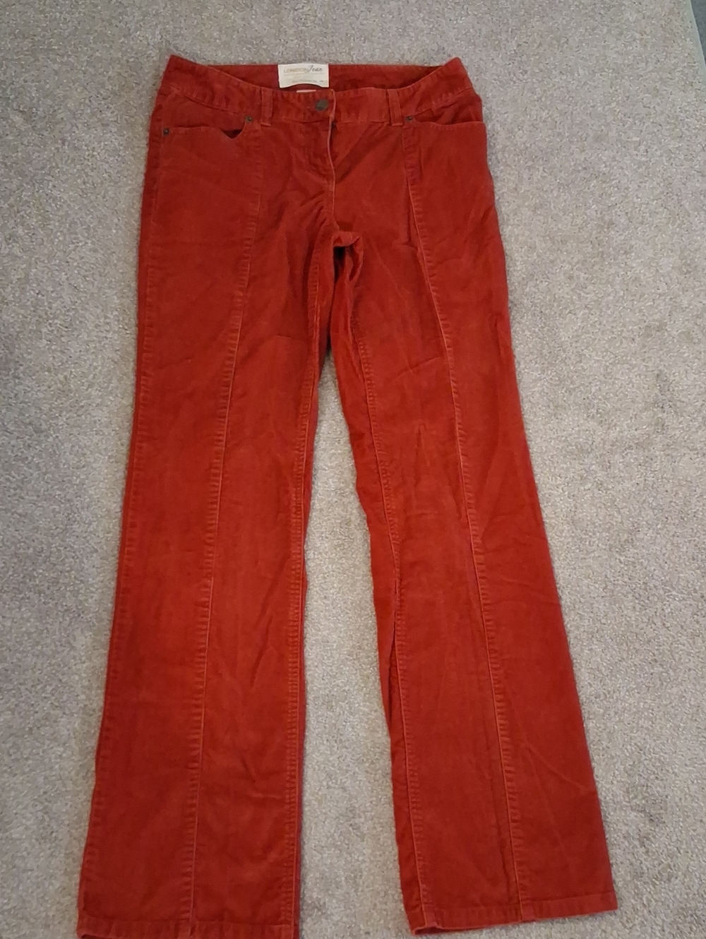 Corduroy Flare Pants - Rust Red